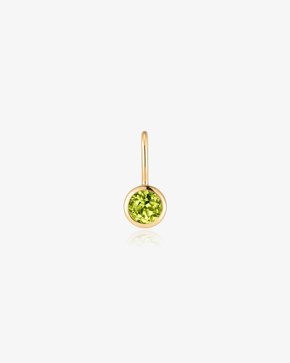 Birthstone charm in 14k solid gold with a peridot