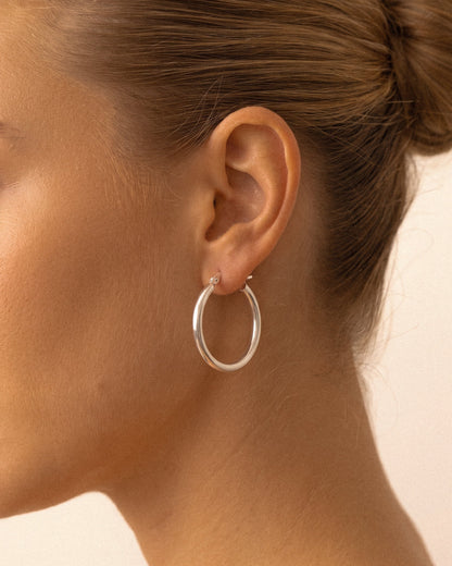 Chunky Hoop Earrings - Sterling Silver