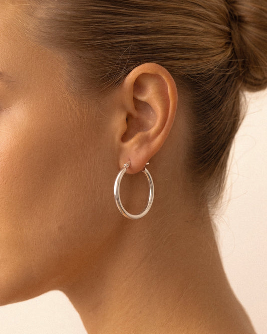 Chunky Hoop Earrings - Sterling Silver