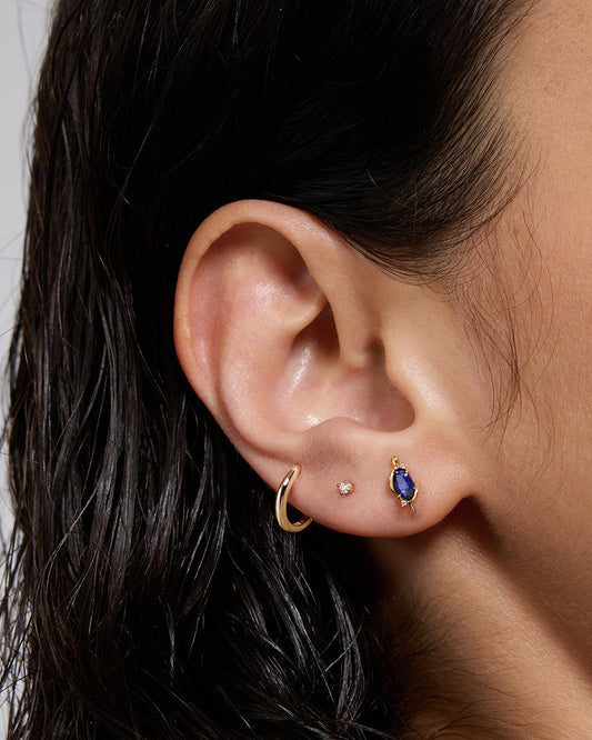 PRE-ORDER: Classic Round Diamond Flatback Stud - 14k Solid Gold