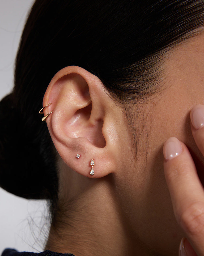 PRE-ORDER: Classic Round Diamond Flatback Stud - 14k Solid Gold