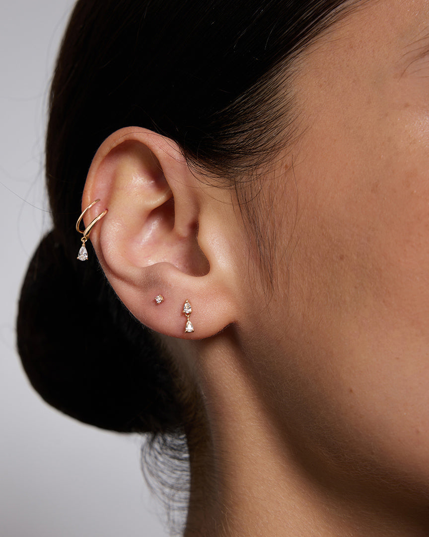 PRE-ORDER: Classic Round Diamond Flatback Stud - 14k Solid Gold