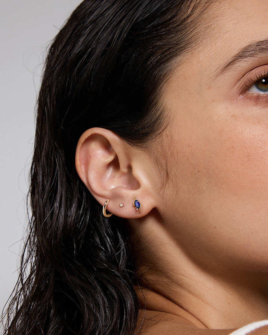 PRE-ORDER: Classic Round Diamond Flatback Stud - 14k Solid Gold