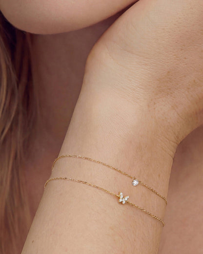 PRE-ORDER: Diamond Butterfly Chain Bracelet - 14k Solid Gold