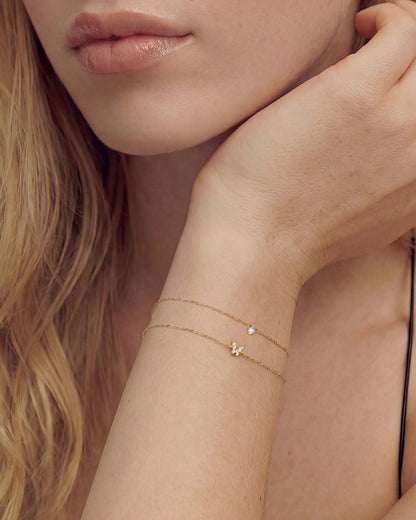 PRE-ORDER: Diamond Butterfly Chain Bracelet - 14k Solid Gold