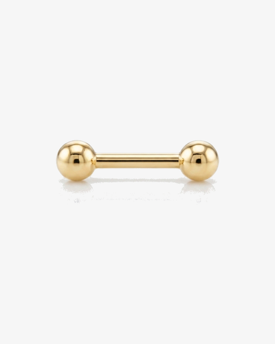 Straight Barbell with screw ball in 14k solid gold
