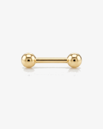 Straight Barbell with screw ball in 14k solid gold