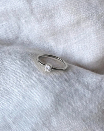 Large CZ Ring - Sterling Silver