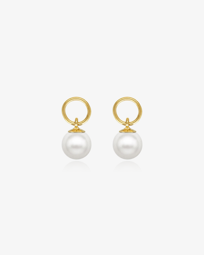 Large Pearl Hoop Earring Charms - Pair of 5mm White Pearls - 14k Gold-Filled | The Littl