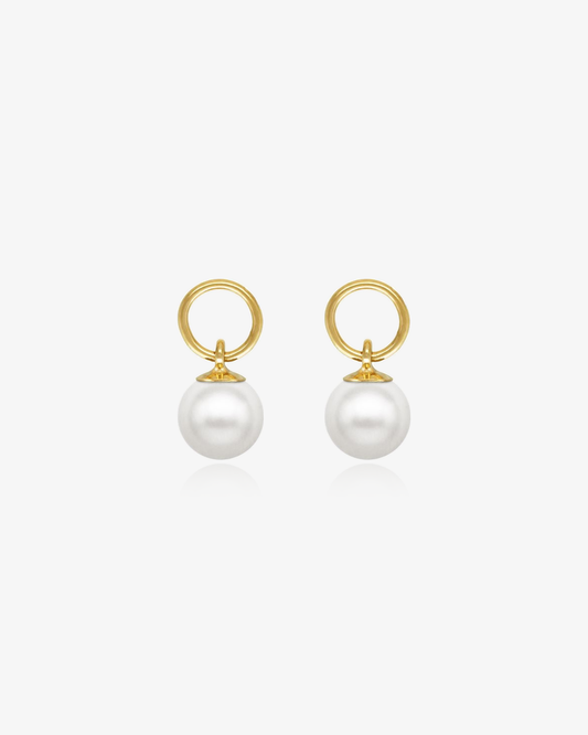 Large Pearl Hoop Earring Charms - Pair of 5mm White Pearls - 14k Gold-Filled | The Littl