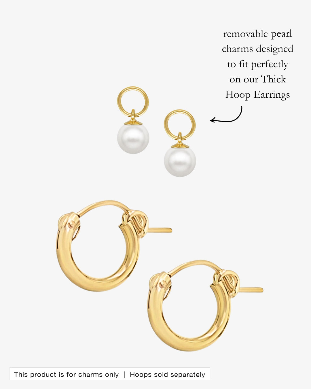 Removable Large Pearl Hoop Earring Charms designed to fit our Thick Hoop Earrings | The Littl