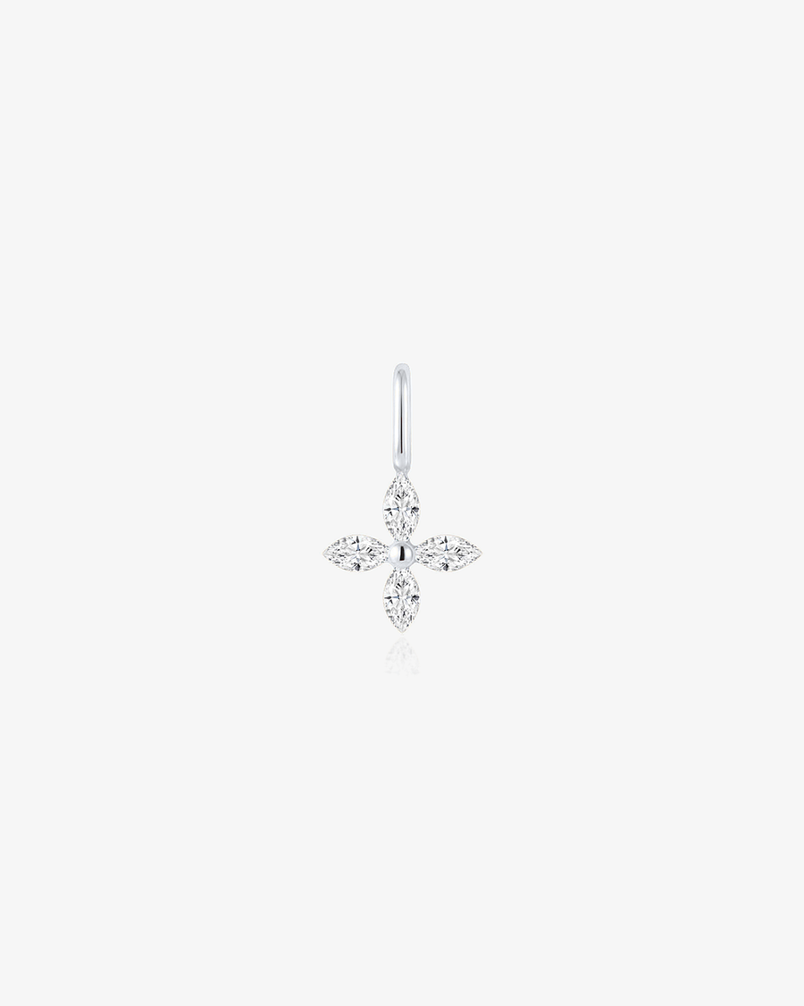 Marquise Lab-Grown Diamond Clover Charm - 14k Solid White Gold