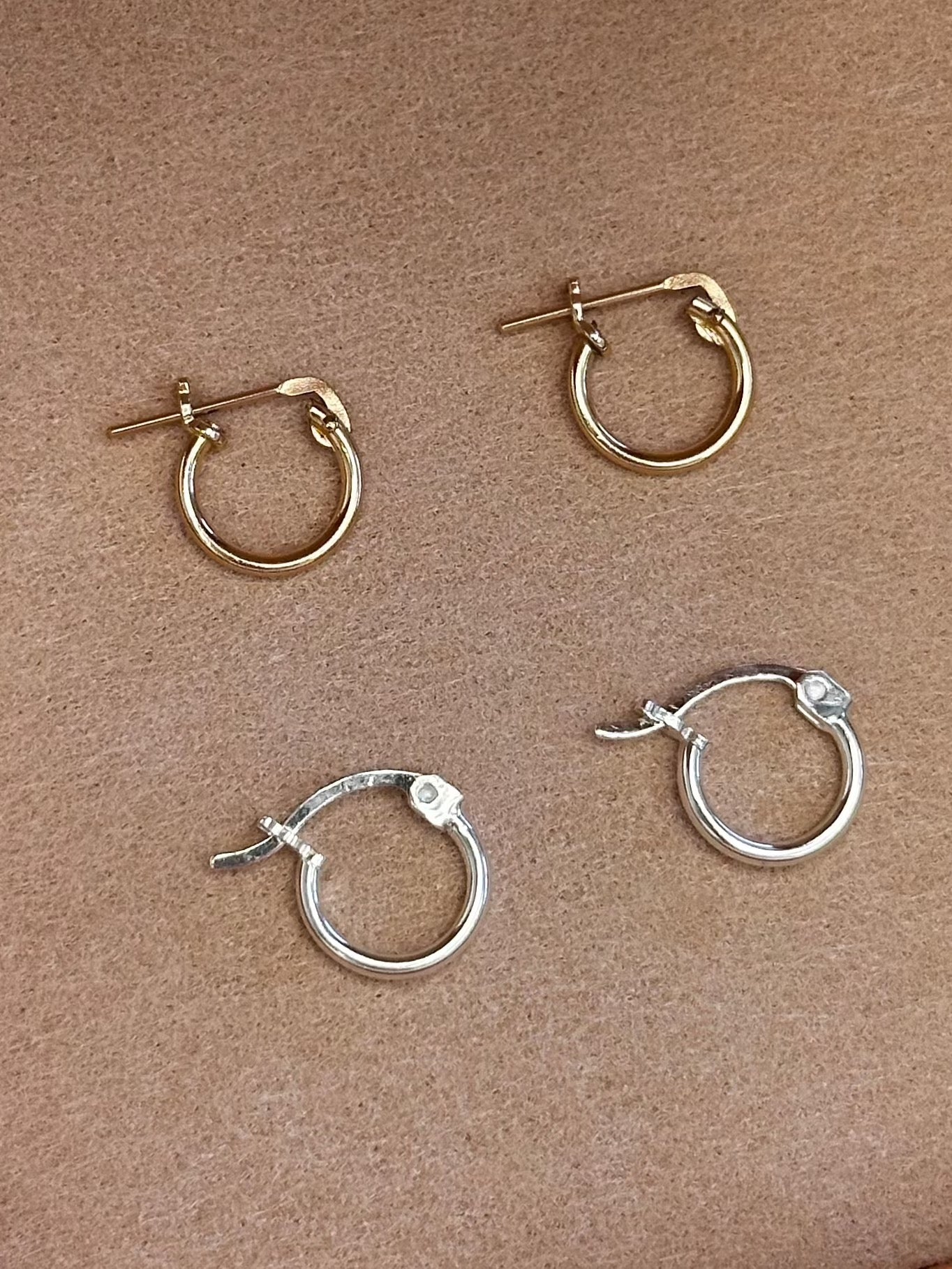 Mini Hoop Earrings in 14k Gold Fill and Sterling Silver - The Littl