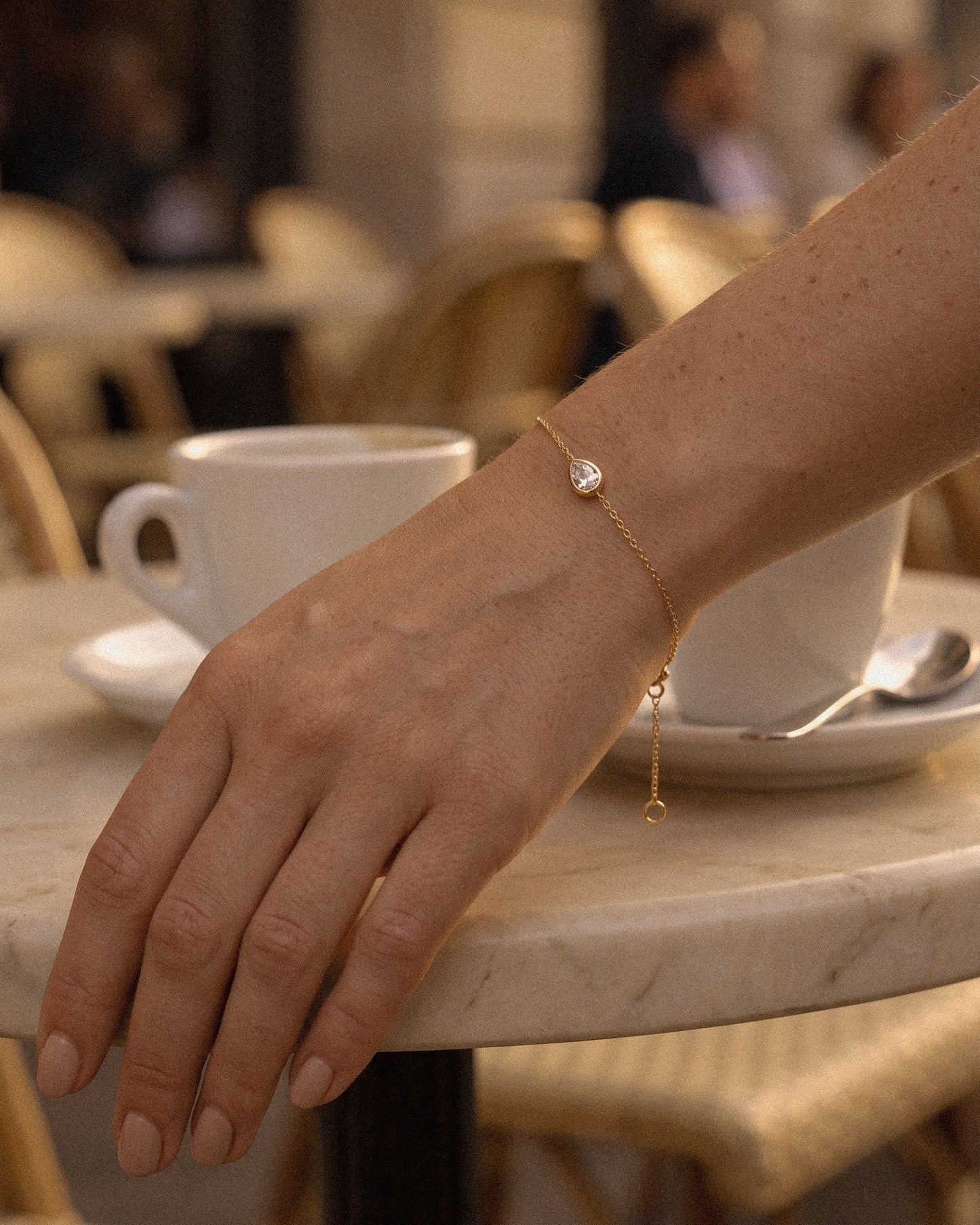 PRE-ORDER: Lab-Grown Pear Diamond Bezel Bracelet - 14k Solid Gold