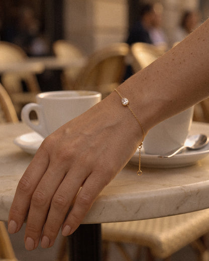 PRE-ORDER: Lab-Grown Pear Diamond Bezel Bracelet - 14k Solid Gold