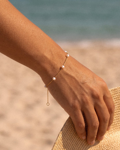 Freshwater Pearl Station Bracelet - 14k Solid Gold