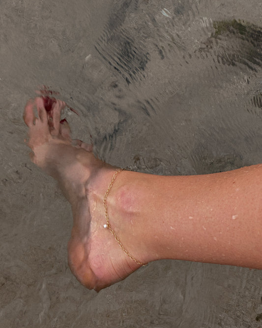 Freshwater Pearl Chain Anklet - 14k Gold-Filled - Hypoallergenic & Waterproof | The Littl