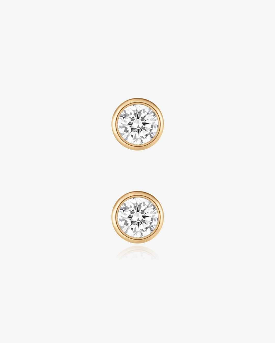 Round Lab-Grown Diamond Bezel Flatback Piercing in 14k solid gold, side and front view