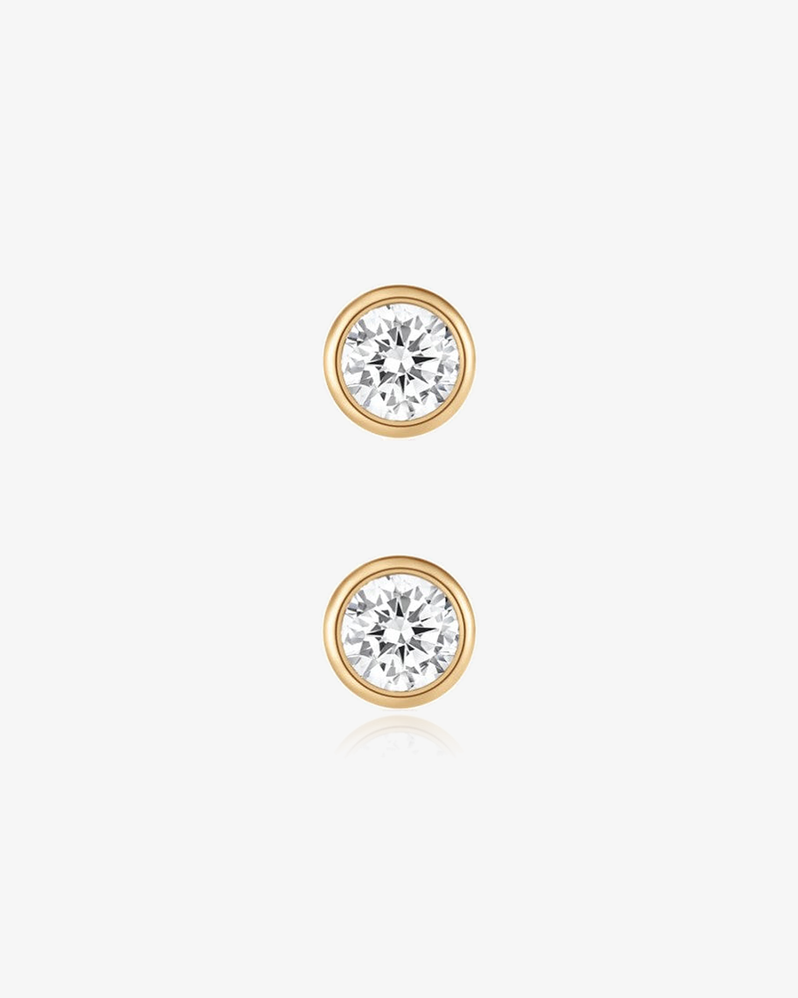 Round Lab-Grown Diamond Bezel Flatback Piercing - 14k Solid Gold