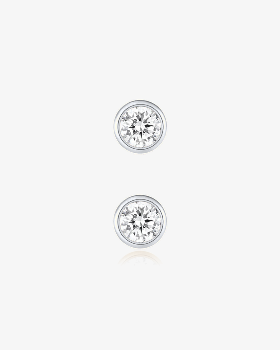 Round Lab-Grown Diamond Bezel Flatback Piercing - 14k Solid White Gold
