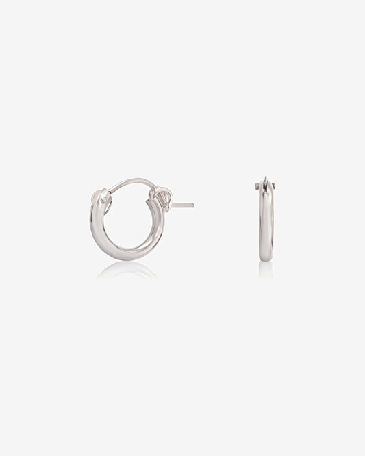 Thick Hoop Earrings - Sterling Silver