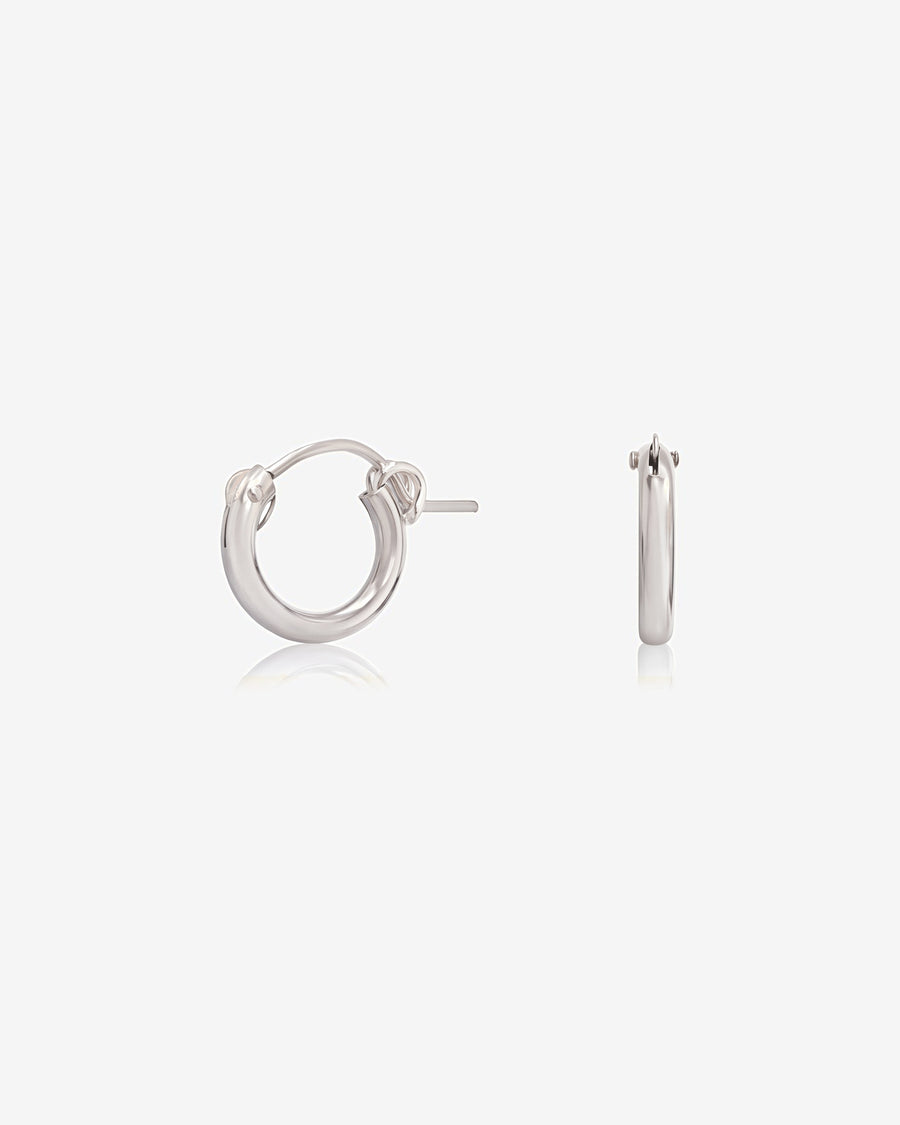 Thick Hoop Earrings - Sterling Silver