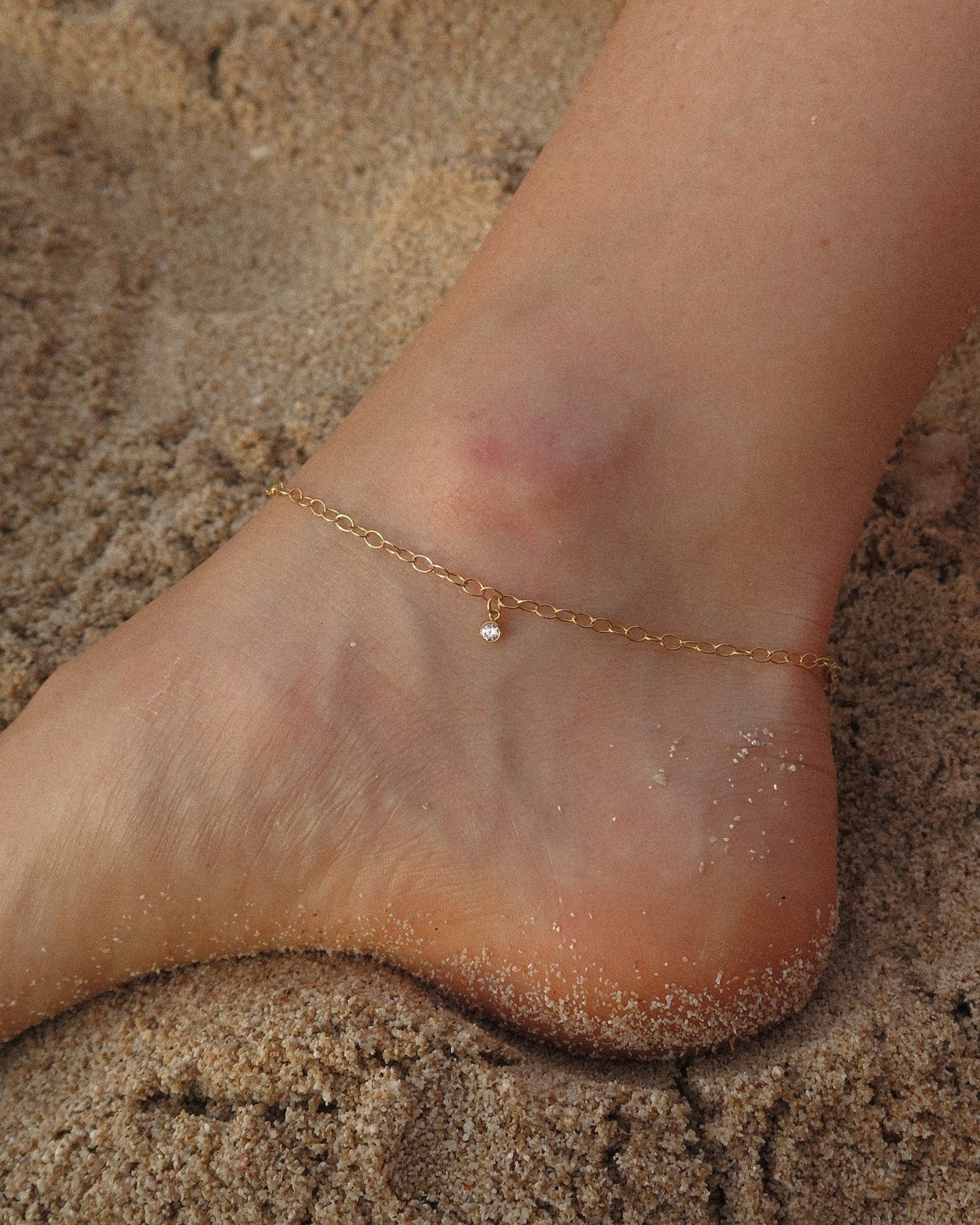 Three CZ Chain Anklet - 14k Gold-Filled | Waterproof & Tarnish-Resistant | The Littl
