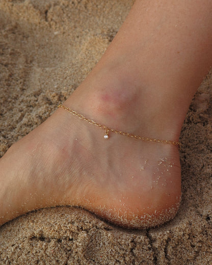 Three CZ Chain Anklet - 14k Gold-Filled | Waterproof & Tarnish-Resistant | The Littl