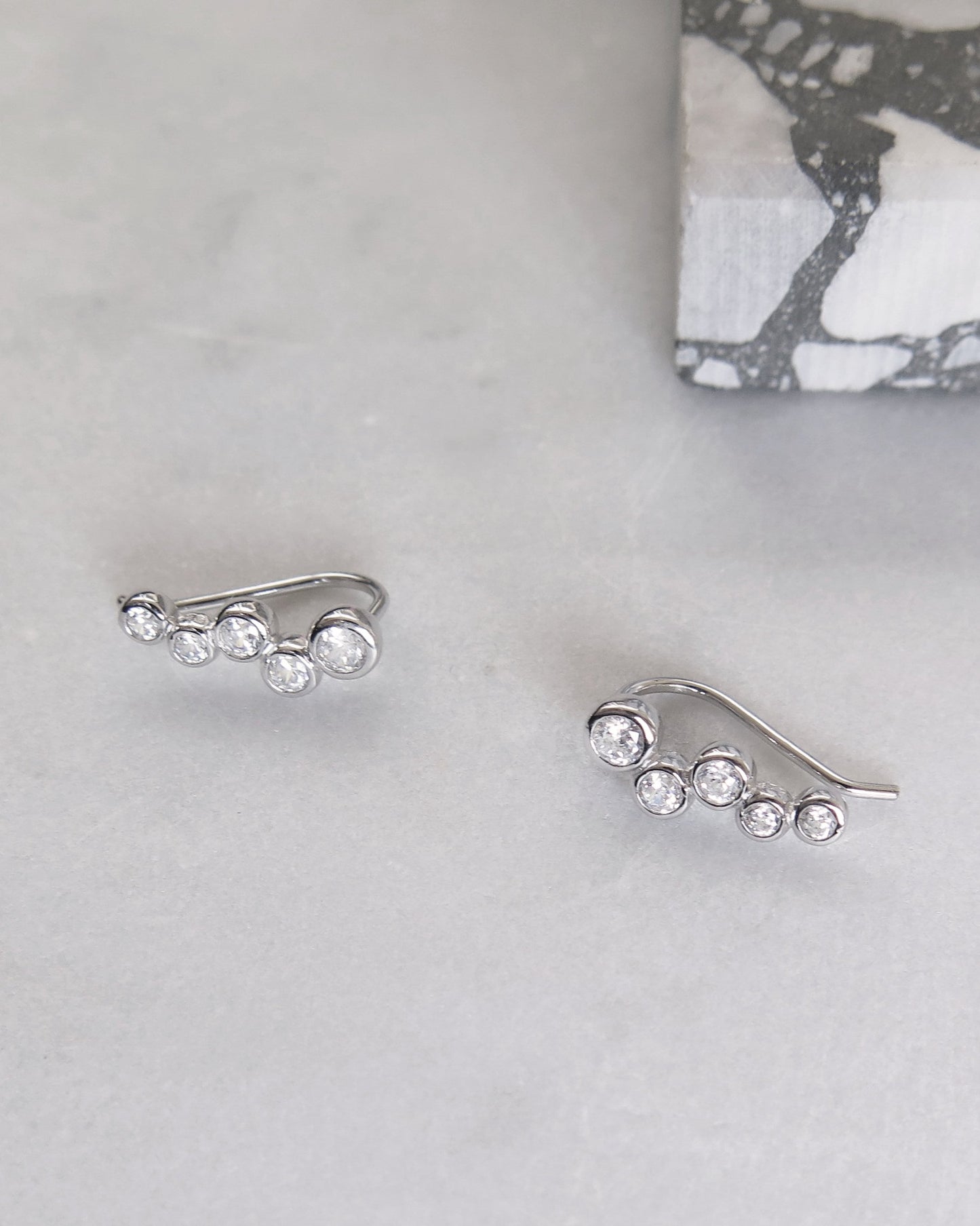 CZ Satellite Earrings  - Sterling Silver