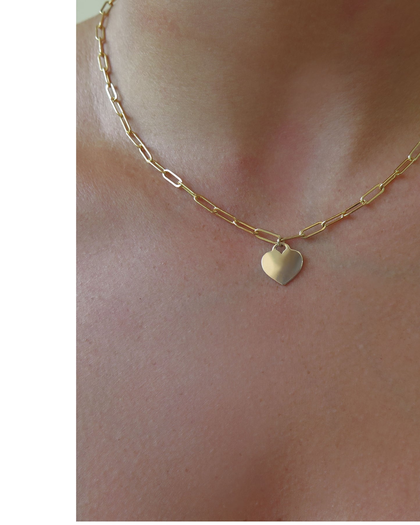 THICK DRAWN CABLE CHAIN HEART NECKLACE- 14k Yellow Gold Fill