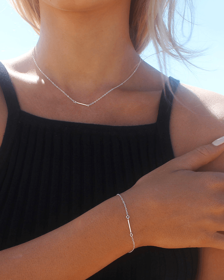 BAR BRACELET- Sterling Silver - The Littl - Classic Chain - 16cm