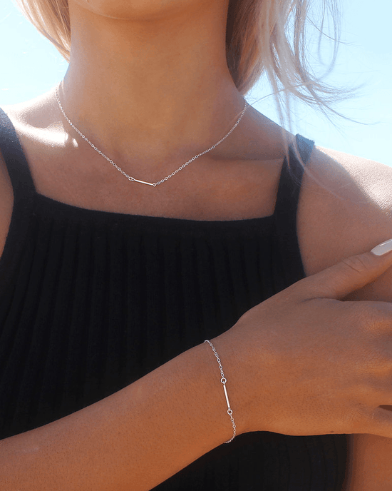 BAR BRACELET- Sterling Silver - The Littl - Classic Chain - 16cm