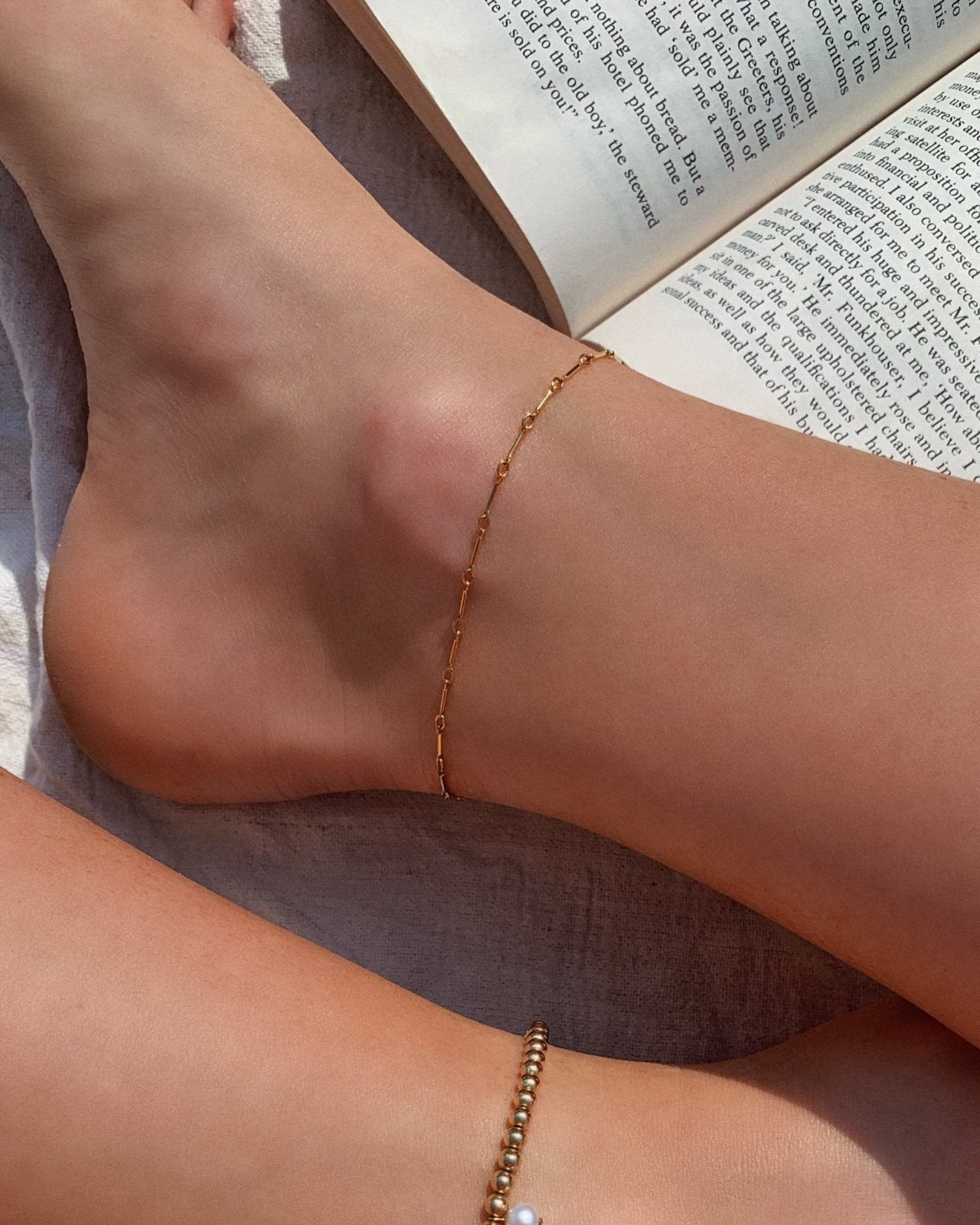 BAR CHAIN ANKLET - The Littl - 14k Yellow Gold Fill -