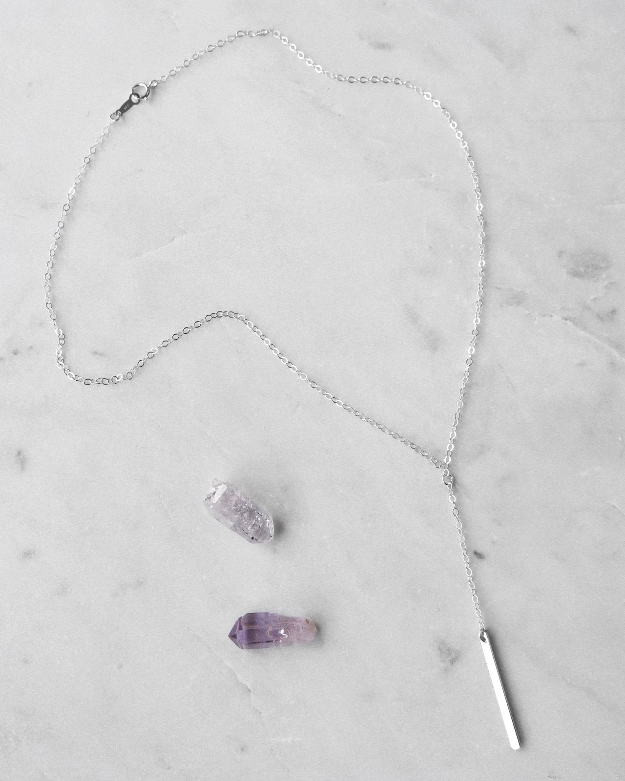 BAR DROP NECKLACE- Sterling Silver - The Littl - Classic Chain - 39cm