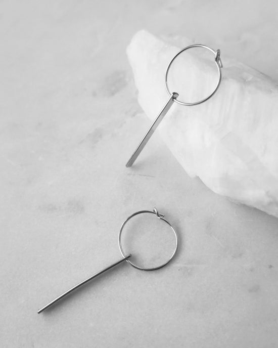 BAR HOOP EARRINGS- Sterling Silver - The Littl - -