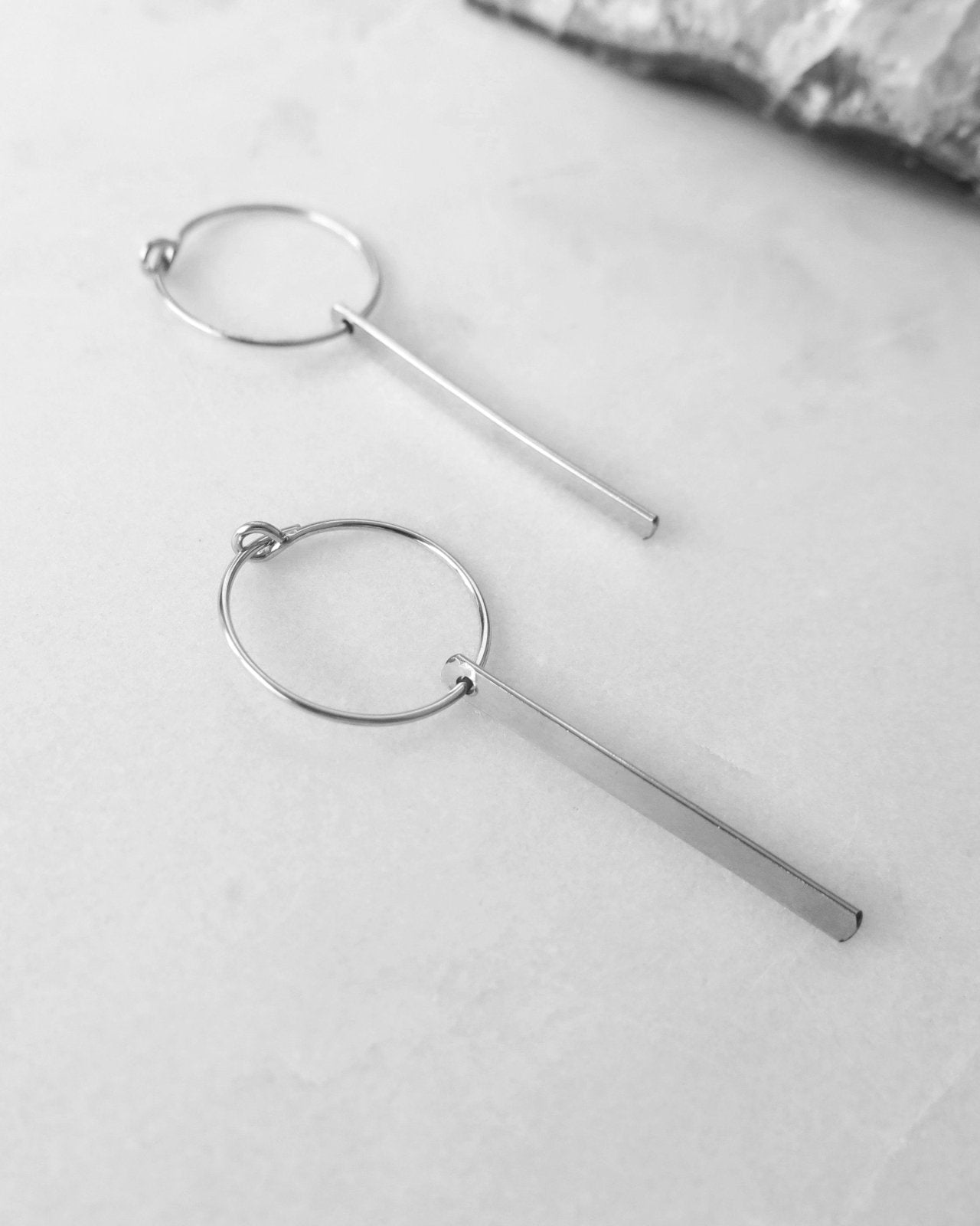 BAR HOOP EARRINGS- Sterling Silver - The Littl - -