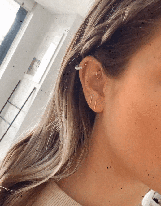 BAR STUD EARRINGS - The Littl - 14k Yellow Gold Fill -