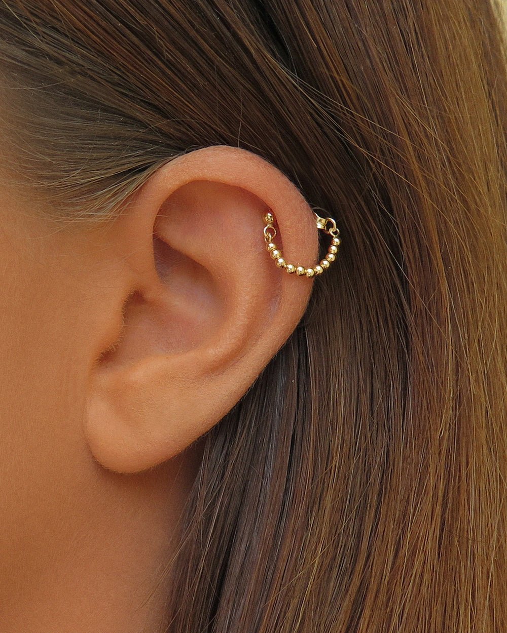 Load image into Gallery viewer, BEADED HELIX PIERCING - The Littl - 14k Yellow Gold Fill -
