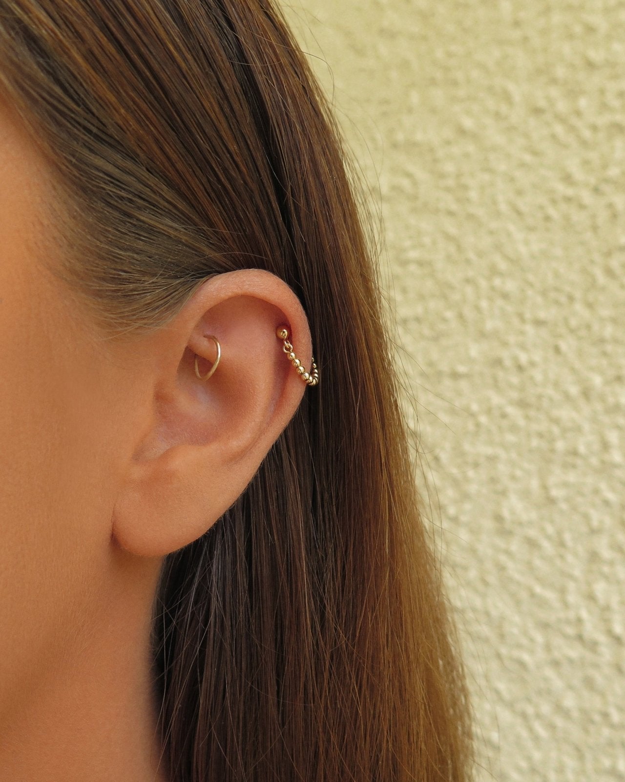 Load image into Gallery viewer, BEADED HELIX PIERCING - The Littl - 14k Yellow Gold Fill -
