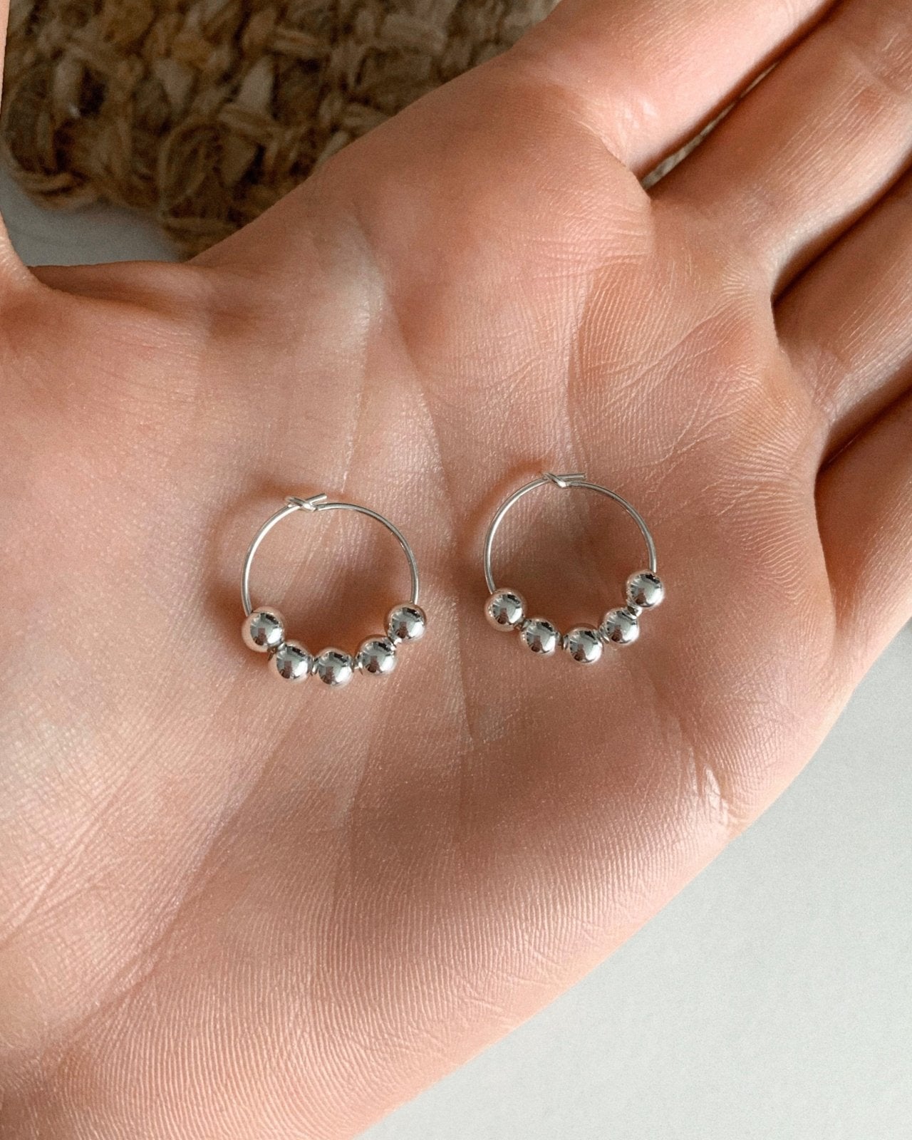 BEADED HOOP EARRINGS- Sterling Silver - The Littl - -