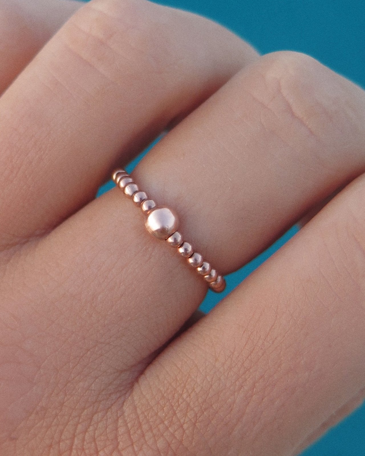 BEADED RING- 14k Rose Gold - The Littl - S -