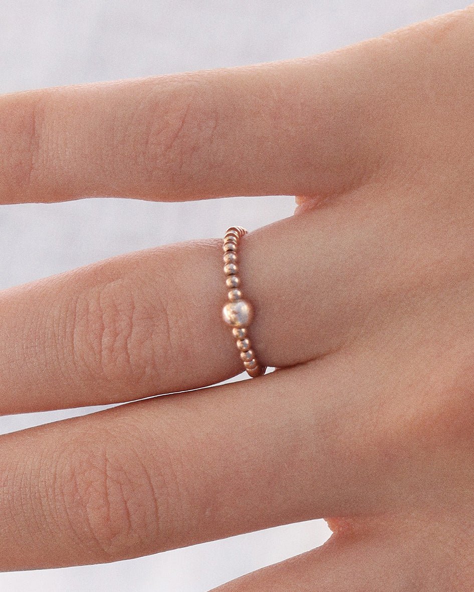 BEADED RING- 14k Rose Gold - The Littl - S -