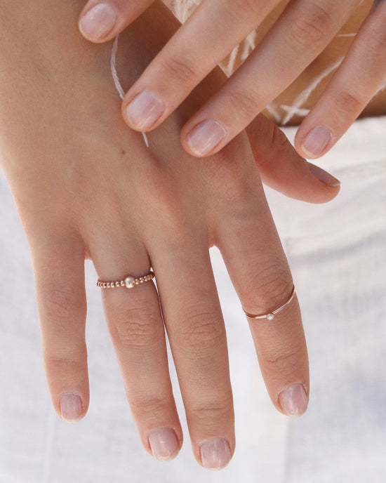 BEADED RING- 14k Rose Gold - The Littl - S -