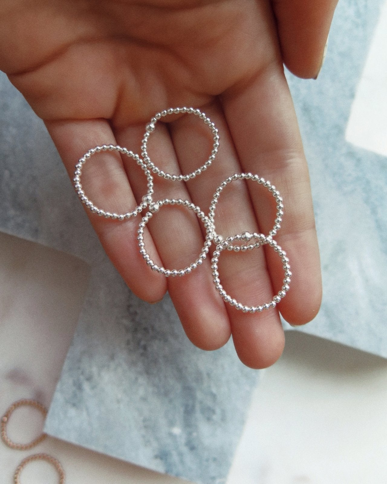 BEADED RING- Sterling Silver - The Littl - S -