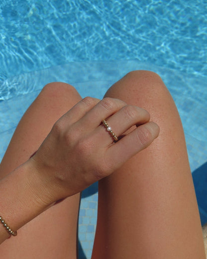 Beaded Ring With Freshwater Pearl - Everyday Rings - 14k Gold-Filled | The Littl Australia