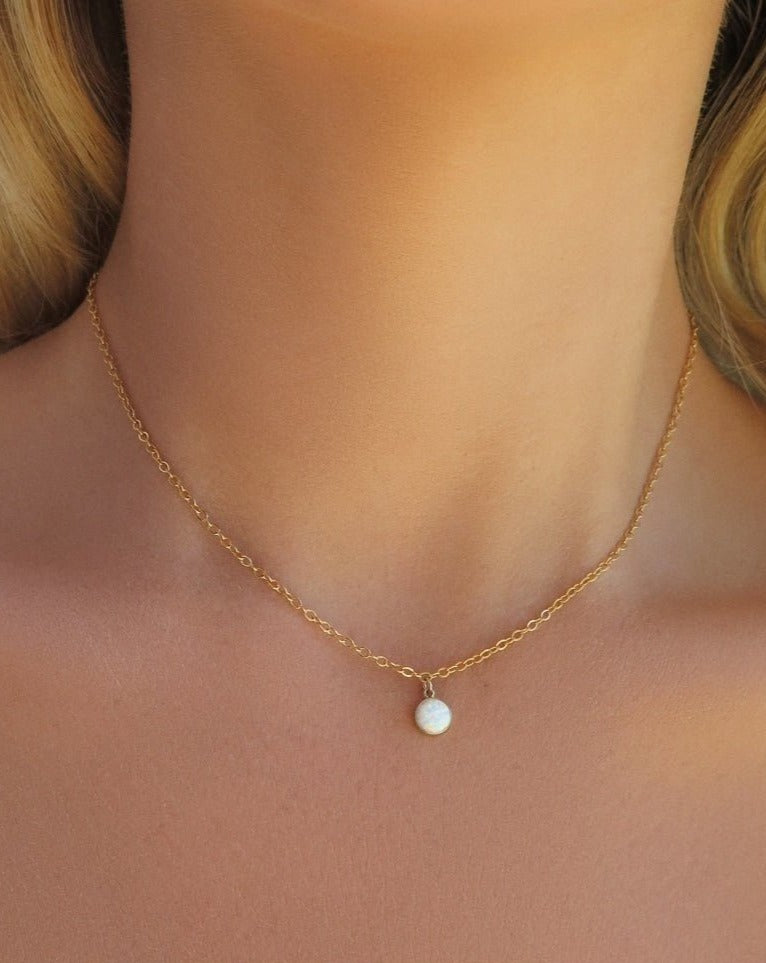 BELLO OPAL NECKLACE- 14k Yellow Gold Fill - The Littl - Deluxe Chain - 39cm Necklaces