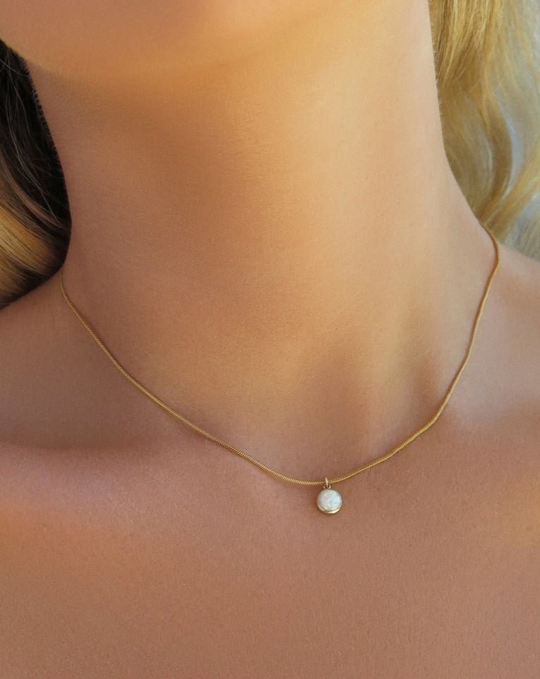 BELLO OPAL SNAKE NECKLACE - 14k Yellow Gold Fill - The Littl - 40.5cm (16 inches) - 14k Yellow Gold Fill Necklaces