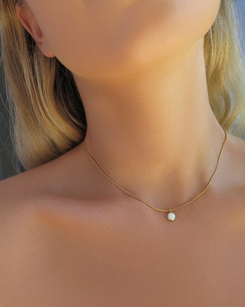 BELLO OPAL SNAKE NECKLACE - 14k Yellow Gold Fill - The Littl - 40.5cm (16 inches) - 14k Yellow Gold Fill Necklaces