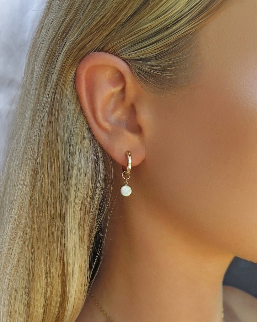 BELLO OPAL THICK HOOP EARRINGS- 14k Yellow Gold Fill - The Littl - 12mm - Earrings