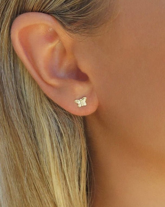 BUTTERFLY STUD EARRINGS- 14k Yellow Gold - The Littl - 14k Yellow Gold Fill - Earrings